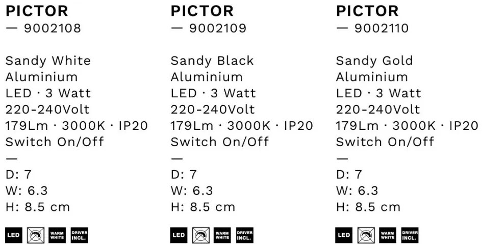 Aplica spot LED directionabil auriu PICTOR