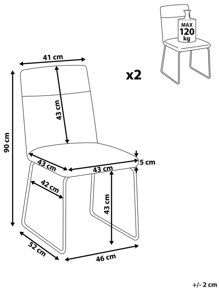 Set 2 buc. scaune pentru sufragerie Neville (gri închis). 1009891
