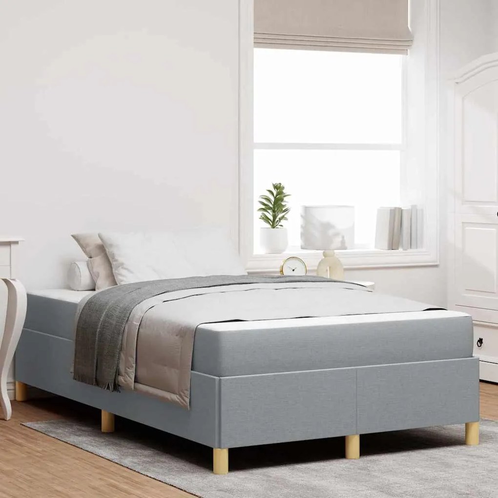 vidaXL Pat cu arcuri Gri deschis și alb și gri deschis 120 x 200 cm