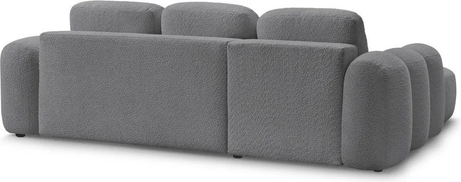 Colțar gri extensibil/cu spațiu de depozitare cu tapițerie din țesătură bouclé (cu colț pe partea dreaptă/cu șezlong) Montaigne – Bobochic Paris