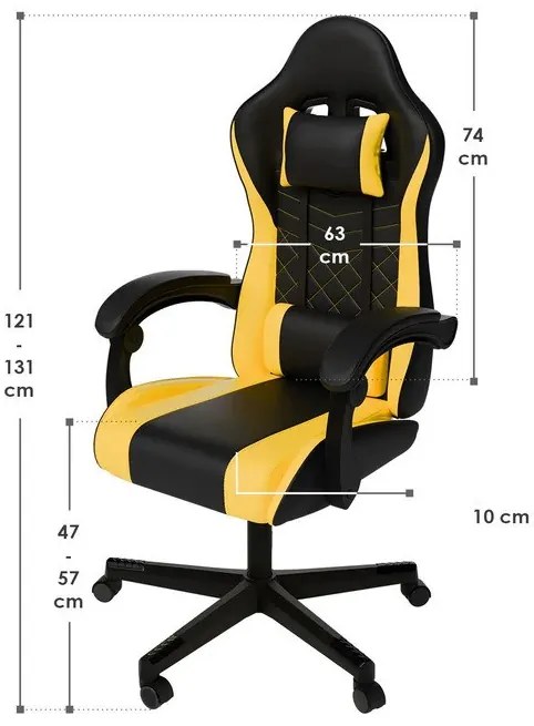 Juskys Scaun de birou HyperSeat - negru/galben