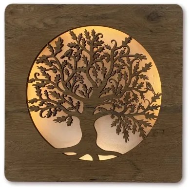 Ceas LED reglabil Li-Go 5275/DUB2 - LED/10W/5V 20000 mAh 42x42 cm stejar + telecomandă