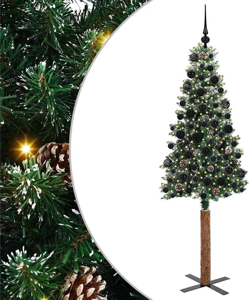 vidaXL Brad de Crăciun subțire Verde 180 cm PVC și lemn de PIN masiv