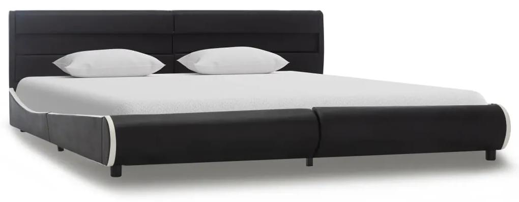 285025 vidaXL Cadru de pat cu LED, negru, 180 x 200 cm, piele ecologică