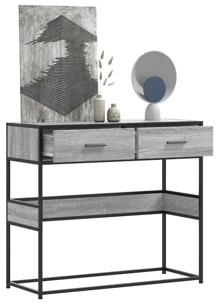 vidaXL Măsuță consolă, gri sonoma, 90x35x80 cm, lemn prelucrat