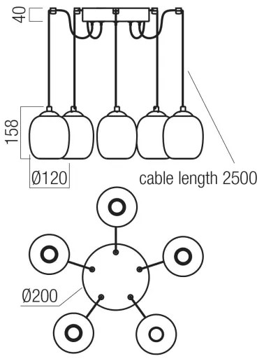 Redo 01-3487 - Lustră dimabilă pe cablu KHADI 5xLED/5,2W/230V negru/fumuriu