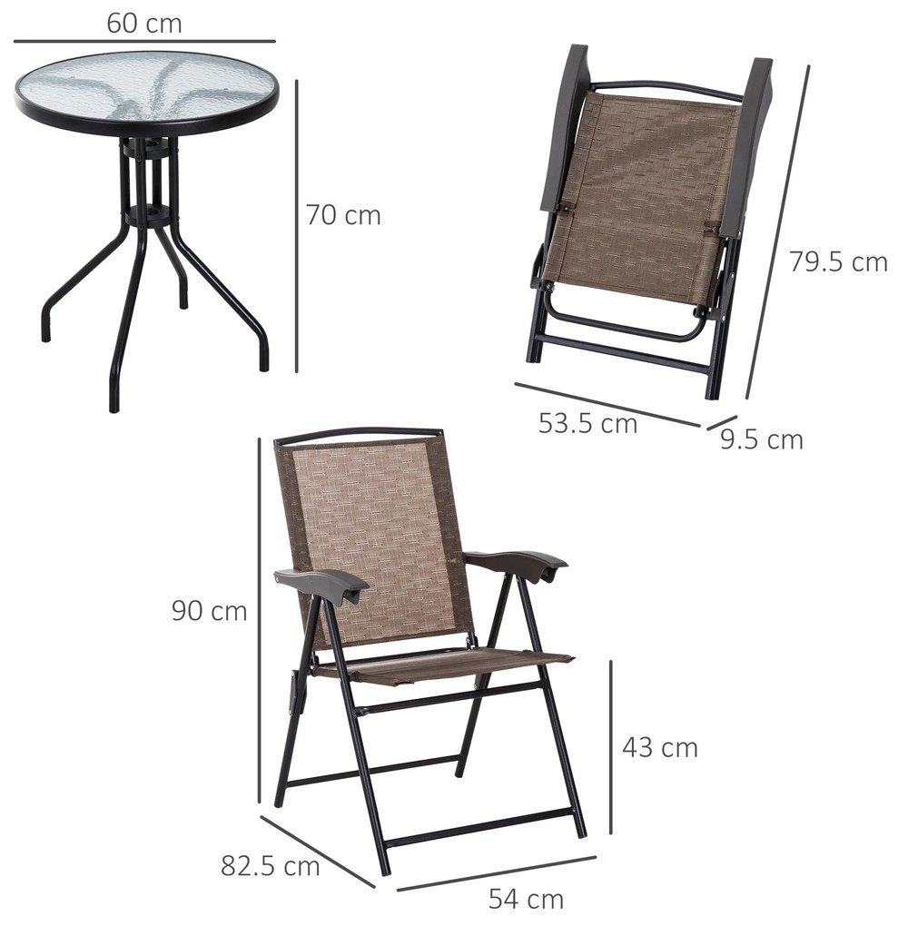 Outsunny Set de mobilier pentru gradina cu masa din sticla securizata, mobilier exterior, maro | Aosom Romania