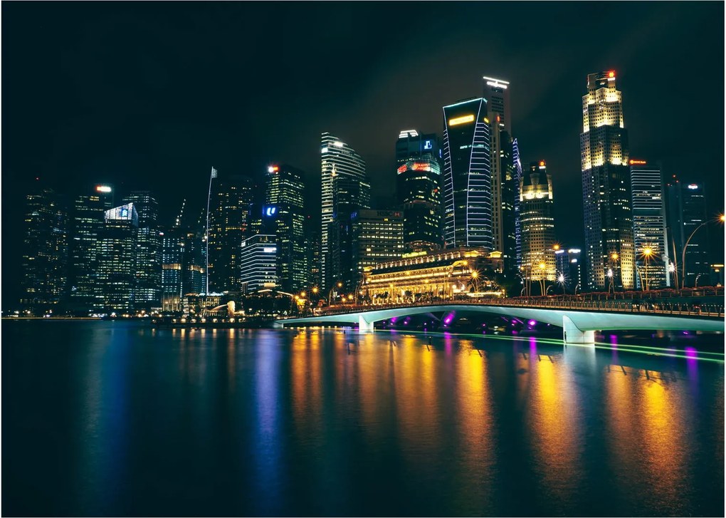 Tablou pe sticlă - Singapore noaptea (70x50 cm)