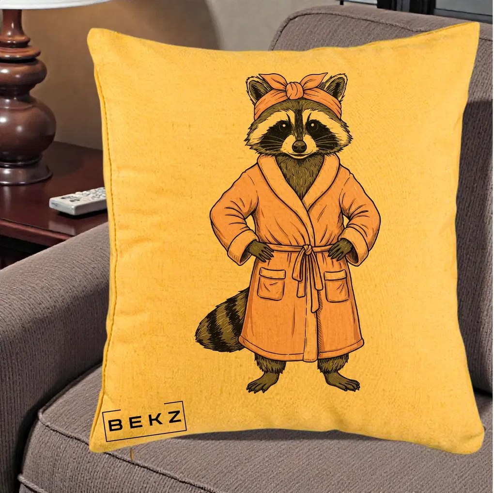 Perna Decorativa Albinuta Kawaii Vesela, 40x40 cm, Galben, Husa Detasabila, Perna Inclusa, BEKZ®