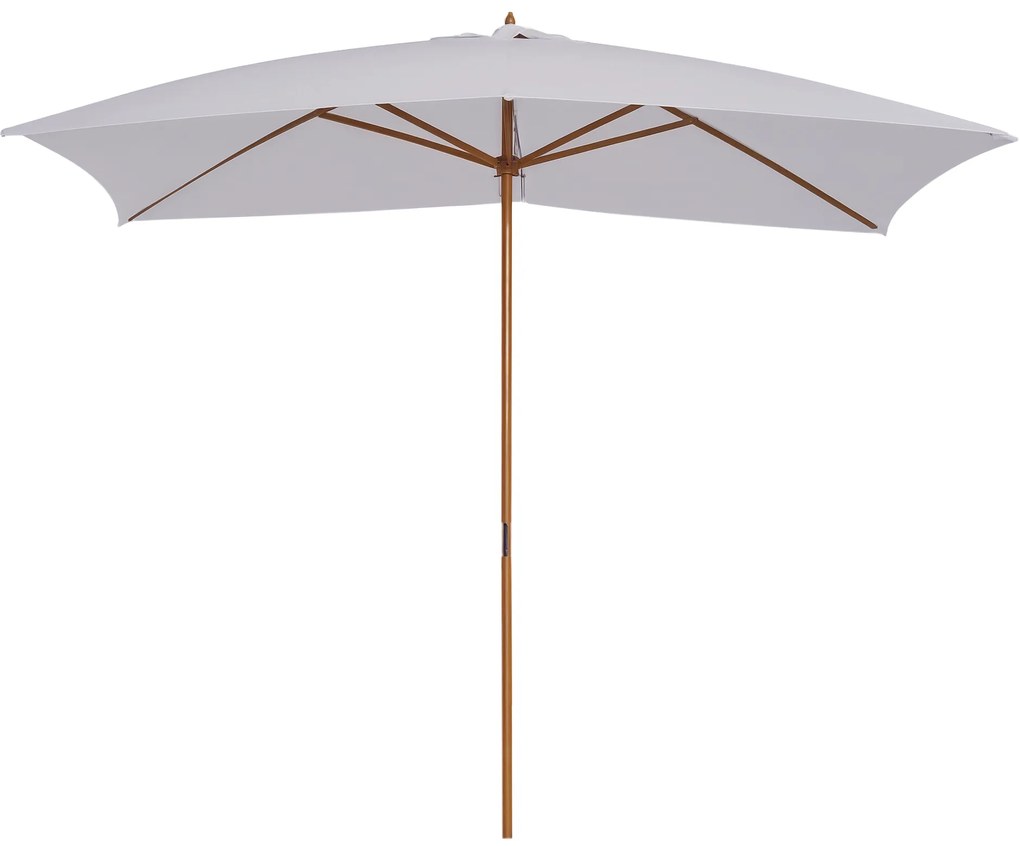 Outsunny Umbrelă de Grădină 2x3m Parasolar Impermeabil din Lemn Lacuit cu Copertină Detașabilă Alb | Aosom Romania