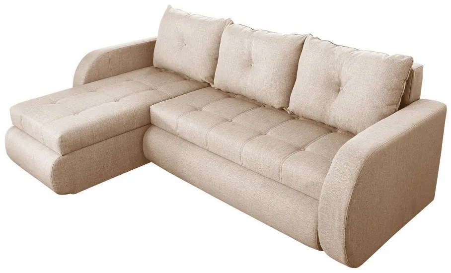 Coltar extensibil reversibil Genoa Lux Cream 243x141x81 cm cu lada de depozitare