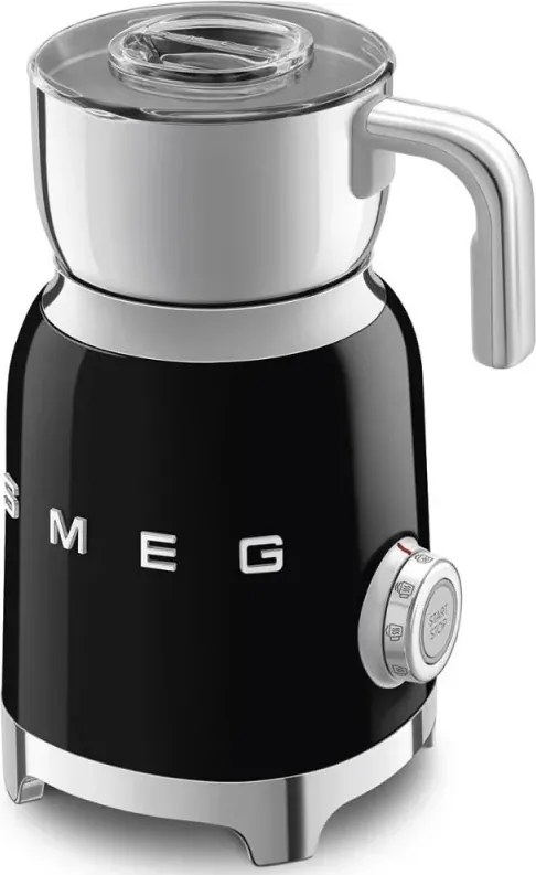 Aparat pentru spumarea laptelui Smeg MFF11BLEU, 500 W, 600 ml, 8 programe, Cana detasabila, Oprire automata, Negru