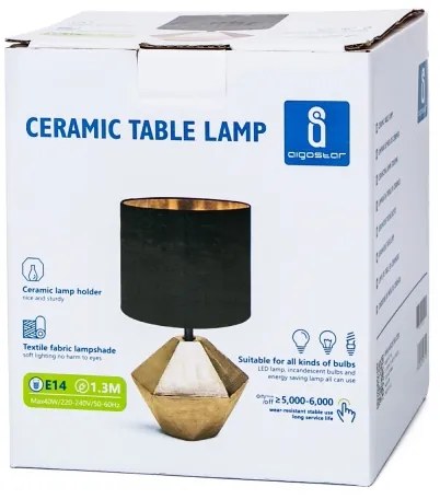 Lampă de masă 1xE14/40W/230V aurie/neagră Aigostar