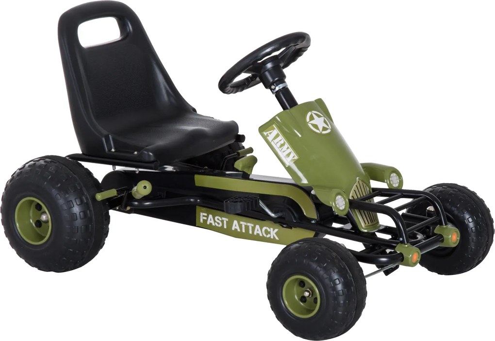 Homcom Go-Kart per Bambini a Pedali, Verde e Nero