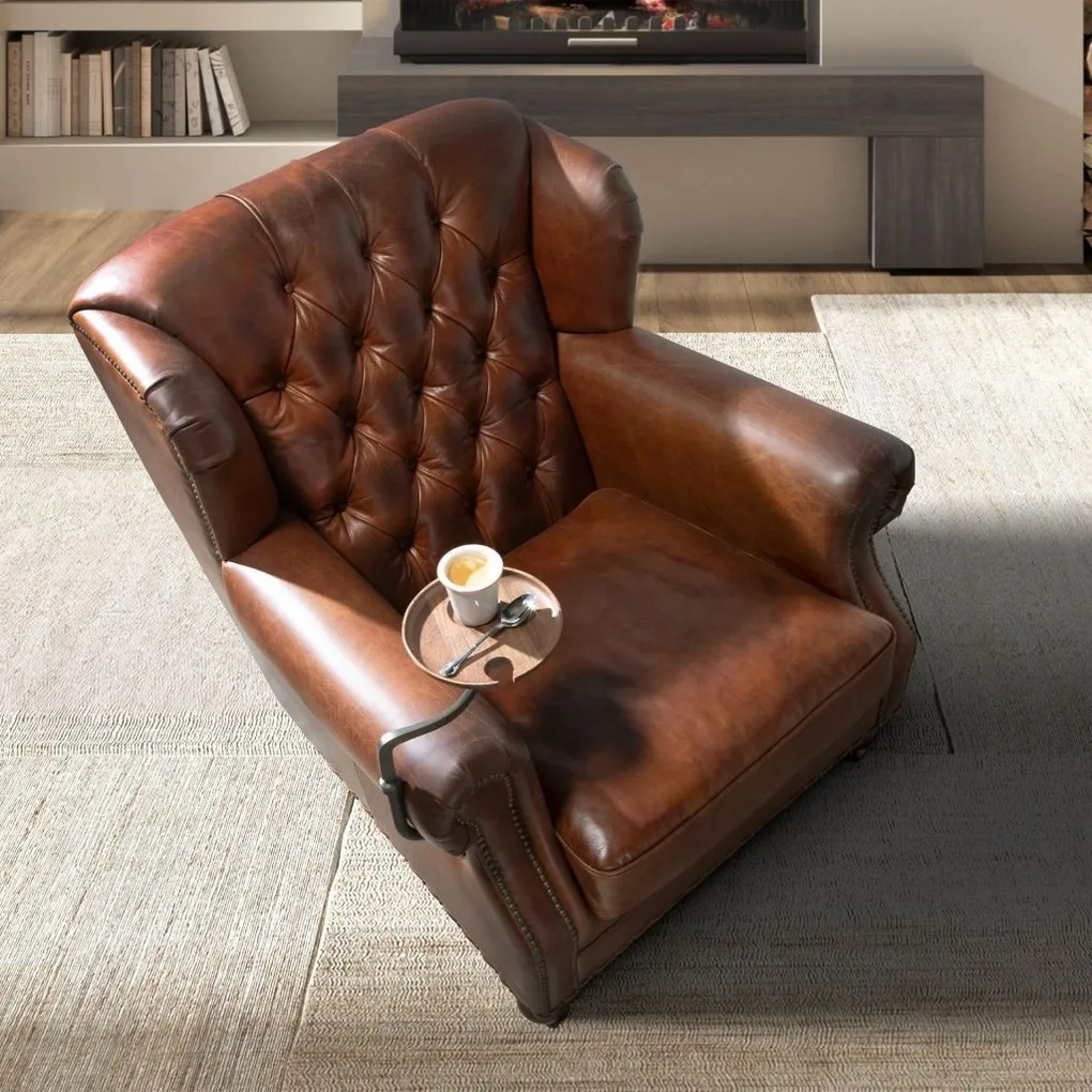 Fotoliu design italian, Piele Naturala, Chesterfield 5156