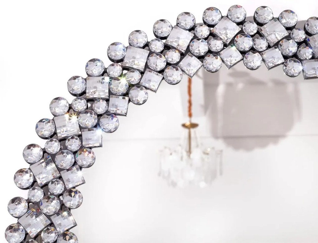 OGG207 - Oglinda ornamentala 45 / 60 / 86 cm, pentru perete, dormitor, living - Argintie