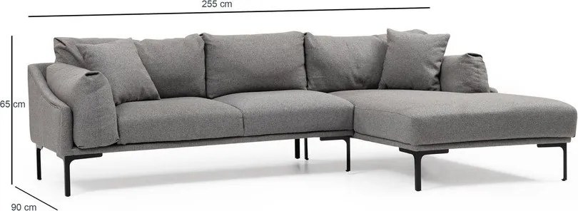 Colțar gri Artie Leo, colț pe partea dreaptă