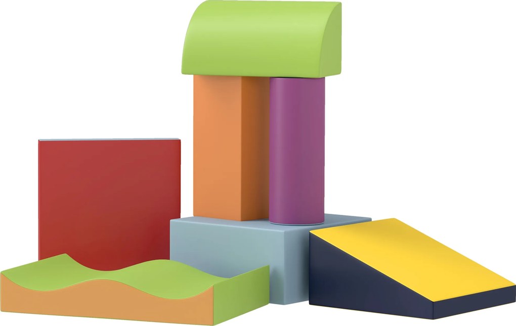 HOMCOM Set de 7 Blocuri Moi pentru Copii 1-3 Ani în Spumă și Piele PU, pentru Casă și Grădiniță, Multicolor | Aosom Romania