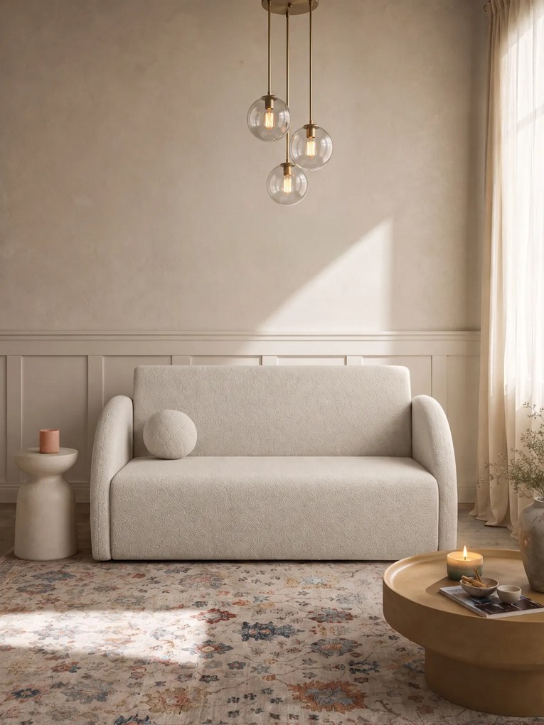 Canapea extensibilă Nubi trei locuri 140 cm cu ladă de depozitare - boucle bej deschis Quelle 03