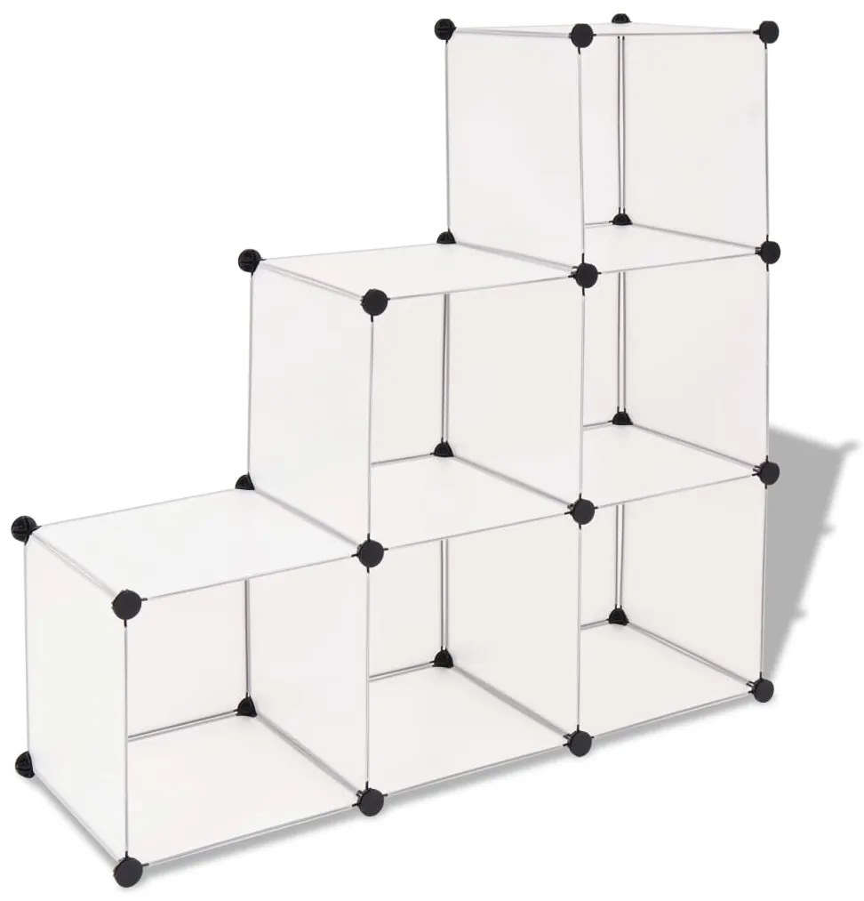 vidaXL Dulap de depozitare tip cub, 6 compartimente, alb