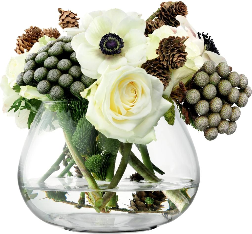 Vază din sticlă pentru aranjamente florale Flower, transparentă, înălțime 11.5 cm, LSA, Handmade