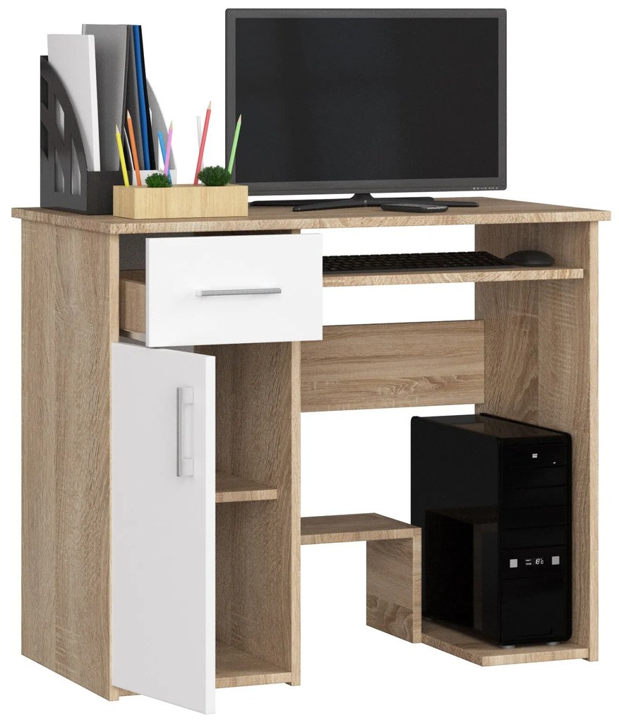 Masă PC Jaloms (stejar sonoma + Alb). 1068710