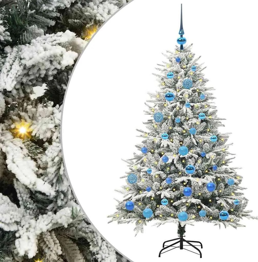 vidaXL Brad de Crăciun artificial pre-iluminat cu set de bile Verde