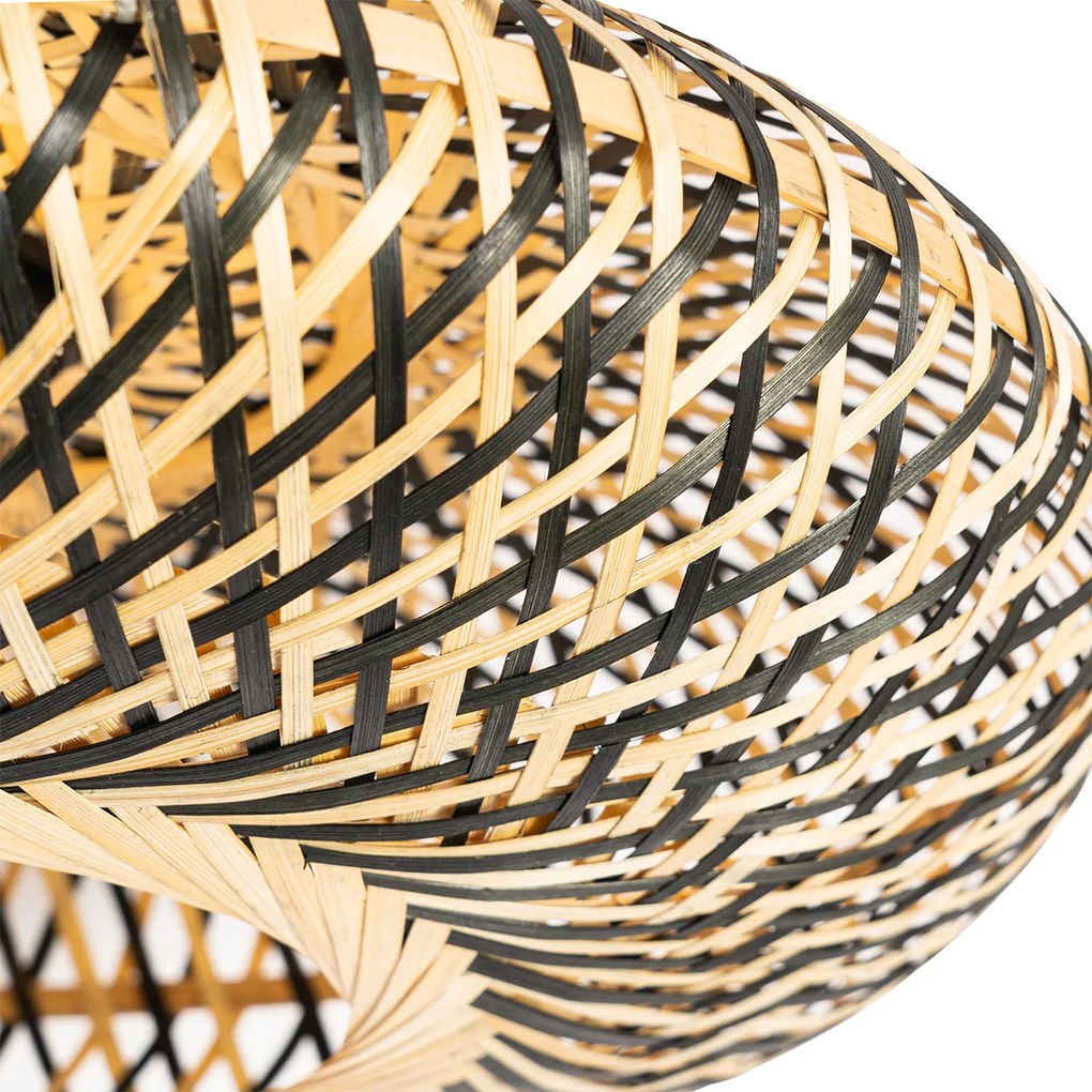 Plafonieră inteligentă neagră din bambus 40 cm incl. Wifi A60 - Ostrava