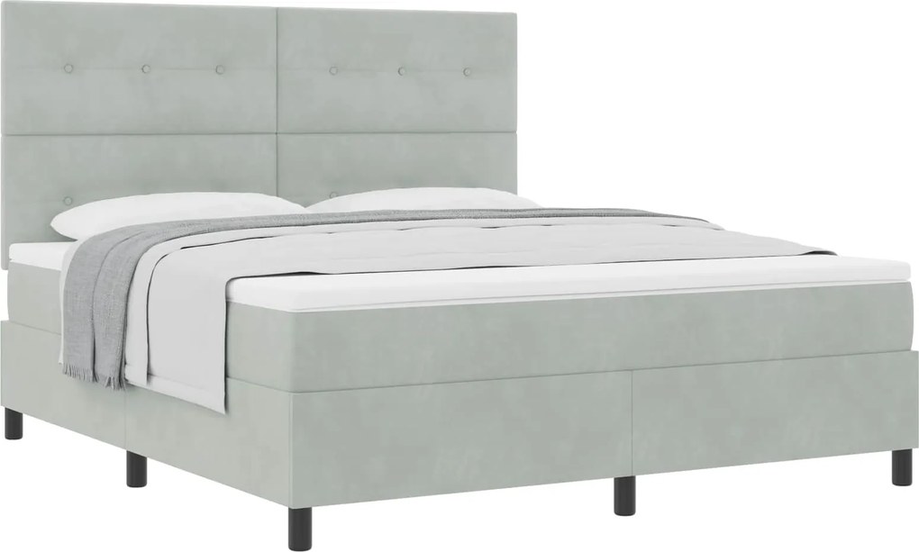 vidaXL Pat cu arcuri cu saltea Gri deschis 180 x 200 cm Catifea