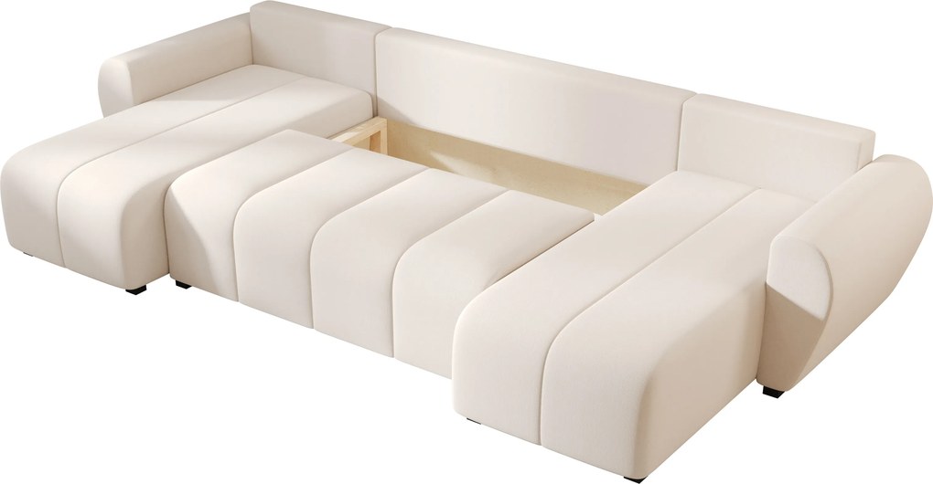 OFERTA Canapea extensibila in forma de U SEVIO 311x145 cm, crem + 2 perne GRATUIT II. calitate