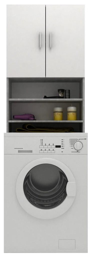 Dulap Masina de Spalat Fyn, Beton/Alb, 65 x 27 x 190 cm