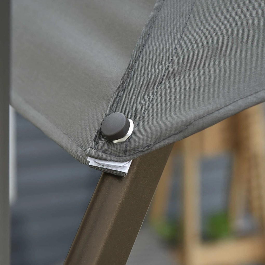 Outsunny Umbrel de Gradină cu Manivelă cu Înclinare Reglabilă, Umbrelă cu Braț și Stinghii, Ø2.95x2.5 m, Gri | Aosom Romania