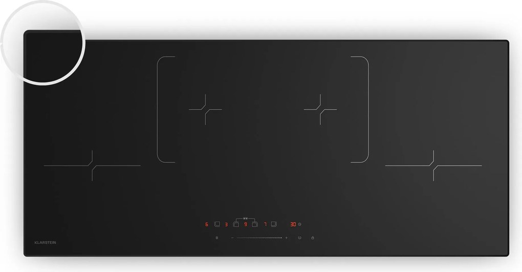 Klarstein Plită cu inducție Velaire, elegantă, minimalistă, puternică, 4 zone de gătit, 7000 W, 90 cm