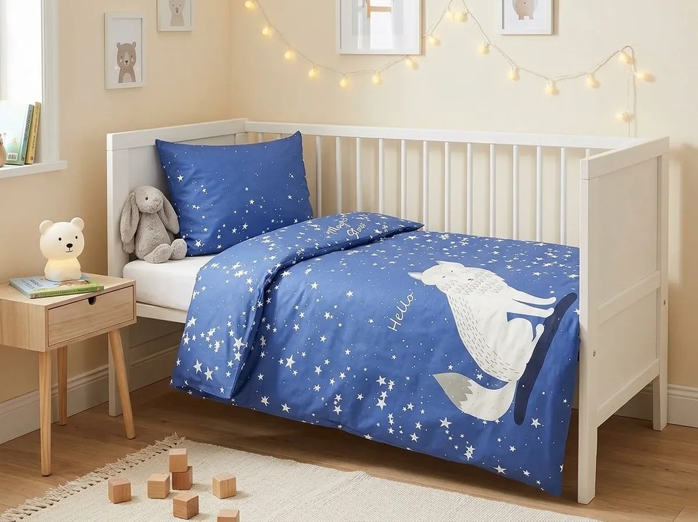 Lenjerie de pat din bumbac luminoasa pentru patut MAGIC STARS albastru Dimensiune lenjerie de pat: 40 x 60 cm | 100 x 135 cm