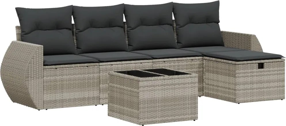 vidaXL Set canapele de grădină cu perne, 6 piese gri deschis poliratan