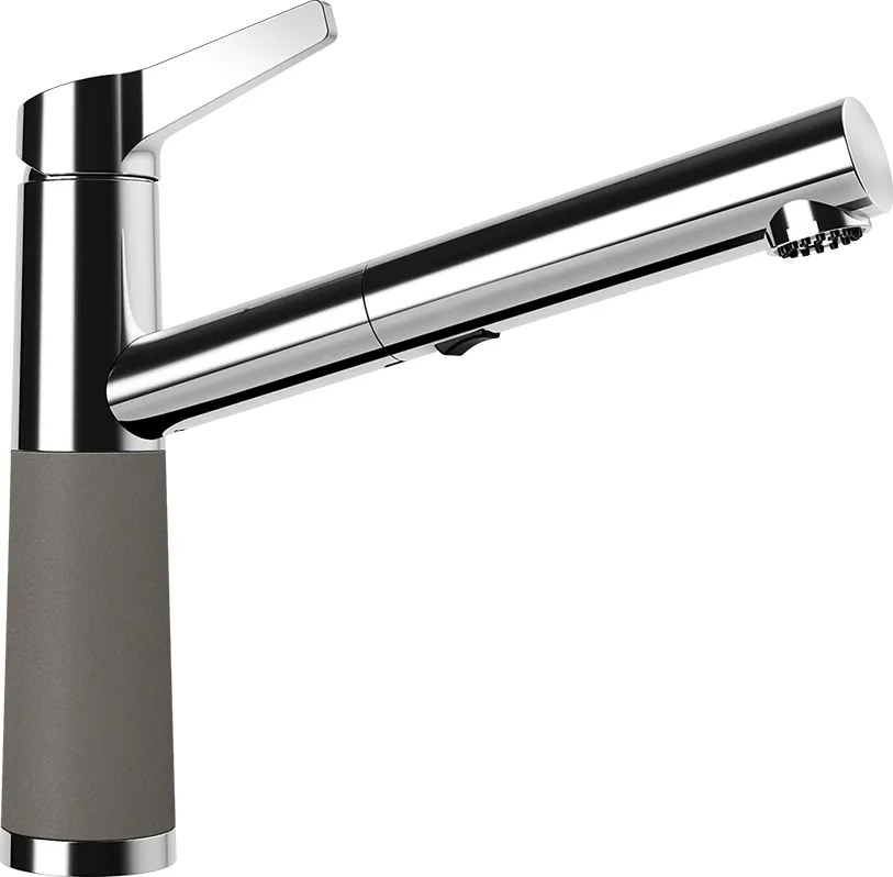 Baterie bucatarie Schock SC-510 Cristadur Silverstone cu cap extractibil, 2 tipuri de jet, aspect granit, cartus ceramic, gri inchis
