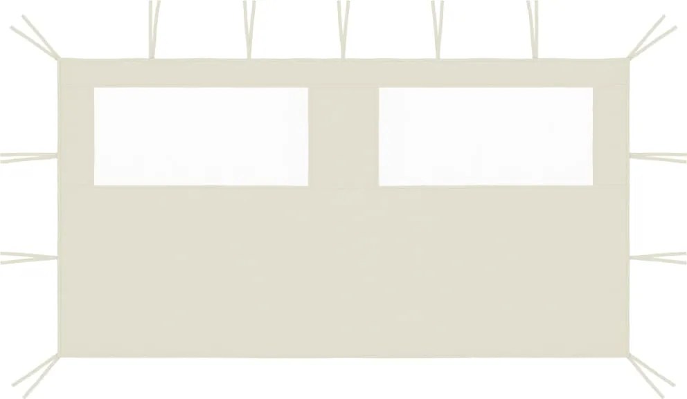 vidaXL Perete lateral foișor cu ferestre, crem, 4x2 m