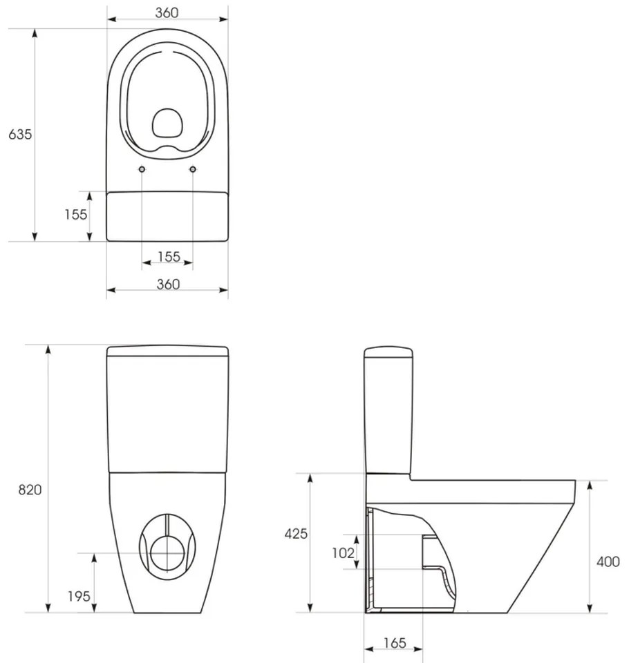 Set vas wc stativ rimless oval Cersanit Crea cu rezervor si capac soft close inclus, alb