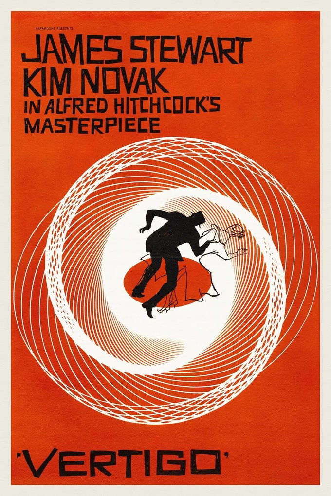 Artă imprimată Vertigo, Alfred Hitchcock (Vintage Cinema / Retro Movie Theatre Poster / Iconic Film Advert), (26.7 x 40 cm)