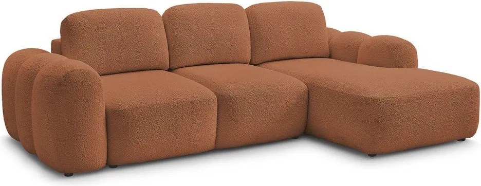 Colțar portocaliu extensibil/cu spațiu de depozitare cu tapițerie din țesătură bouclé (cu colț pe partea dreaptă/cu șezlong) Montaigne – Bobochic Paris