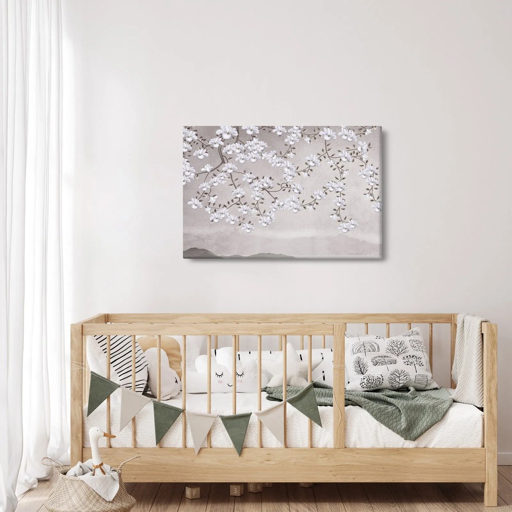Tablou - Flori într-un peisaj gri (90x60 cm)