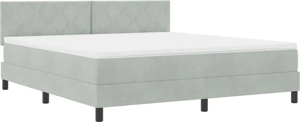 vidaXL Pat cu arc LED cu saltea Gri deschis 180 x 200 cm Catifea