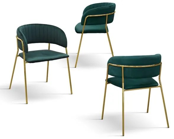 PAZZO DESIGN Set de 2 scaune Penelope Verde din catifea cu picioare metalice | Aosom Romania