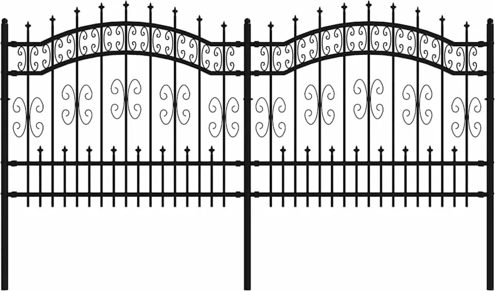 vidaXL Gard de grădină Kampen cu vârf tip suliță, negru, 240x100 cm, oțel