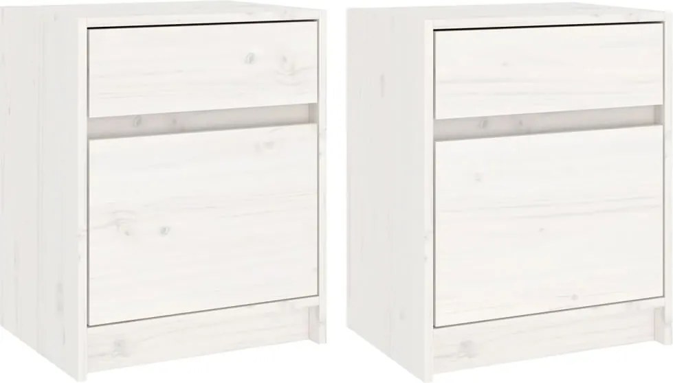vidaXL Noptiere, 2 buc., alb, 40x31x50 cm, lemn masiv de pin