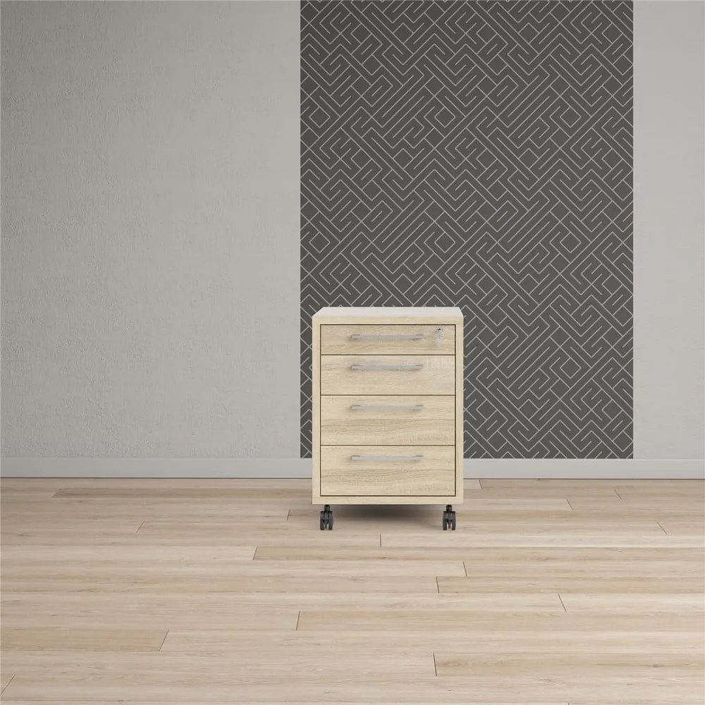 Dulap cu aspect de lemn de stejar cu încuietoare 48x68 cm Prima – Tvilum