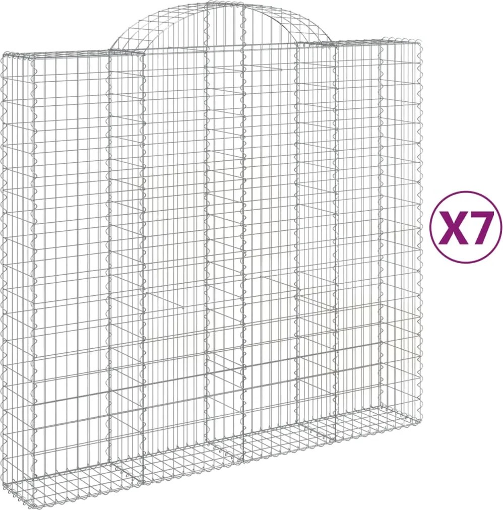 vidaXL Coșuri gabion arcuite 7 buc, 200x50x180/200 cm, fier galvanizat