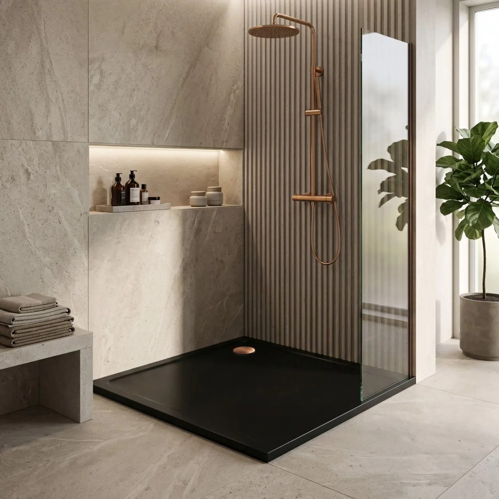 Cada pentru dus din acril Rea Savoy negru 90x90