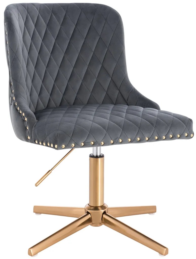 HR940CROSS Scaun Grafit din Catifea cu Bază Aurie