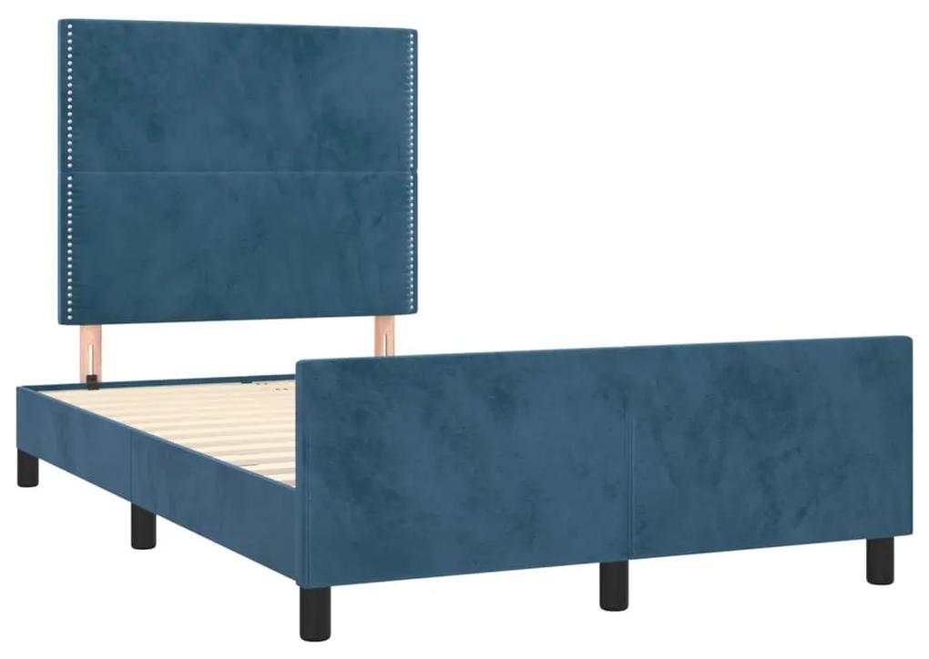 3270576 vidaXL Cadru de pat cu tăblie, albastru închis, 120x190 cm, catifea
